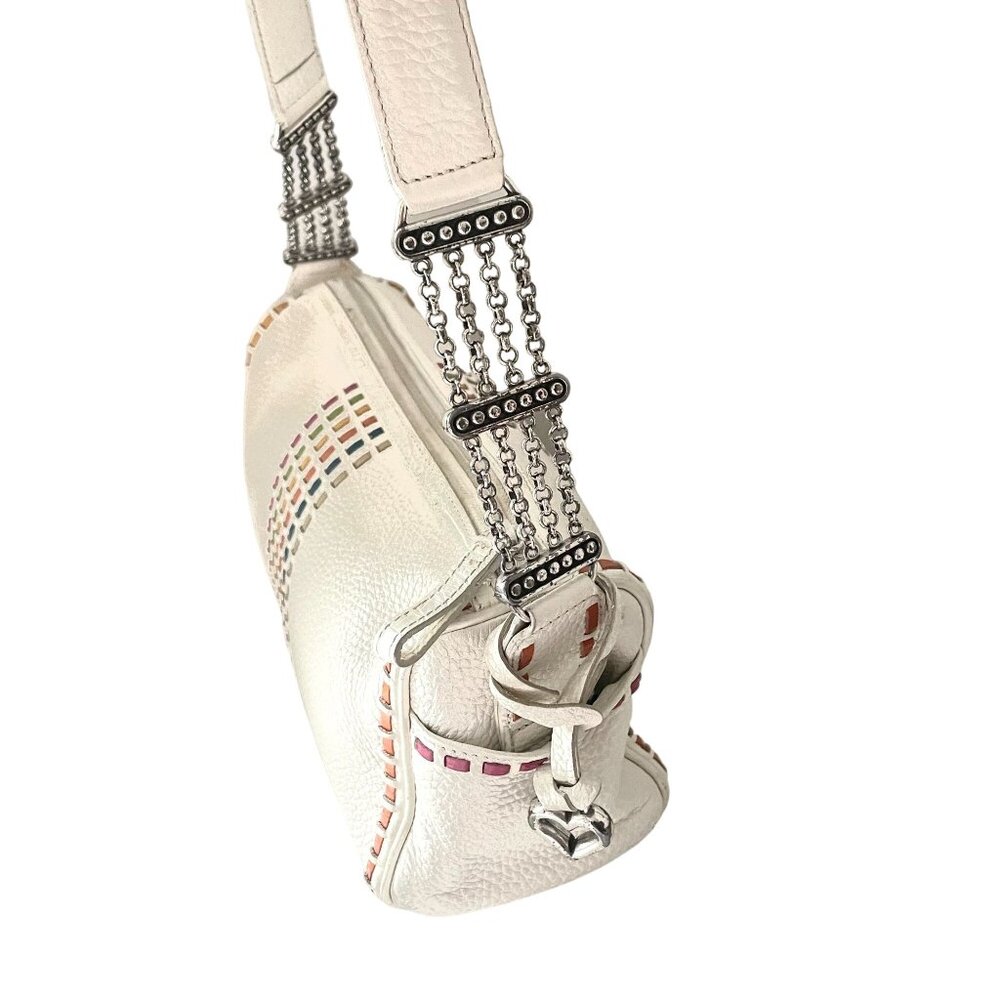 Brighton Leather Barrel Chain Strap Shoulder Bag Women's White Fashion Minimalis - Picture 3 of 12